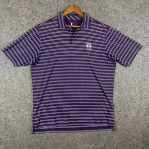FG Tech Pebble Beach Golf Links Polo Shirt Mens Large Purple Striped USA Golf